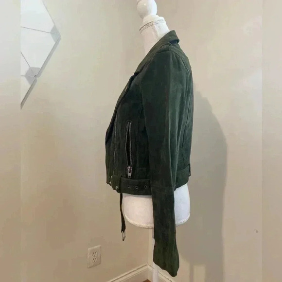 BlankNYC Suede Olive Green Moto Jacket Size Small - Picture 13 of 16